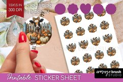 Fall Cow Round Sticker - Autumn Cow Printable Sticker Sheet Product Image 1