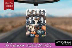 Fall Cow Air Freshener PNG - Autumn Cow PNG Sublimation Product Image 1
