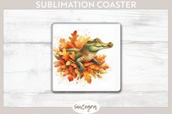 Fall Crocodile Animal v1 Square Coaster Sublimation Product Image 1