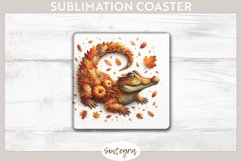 Fall Crocodile Animal v2 Square Coaster Sublimation Product Image 1