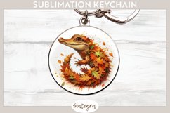 Fall Crocodile Animal v3 Round Keychain Sublimation Product Image 1