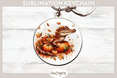 Fall Crocodile Animal v4 Round Keychain Sublimation Product Image 1