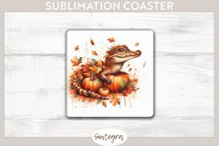 Fall Crocodile Animal v4 Square Coaster Sublimation Product Image 1