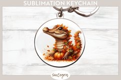 Fall Crocodile Animal v5 Round Keychain Sublimation Product Image 1