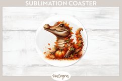 Fall Crocodile Animal v5 Round Coaster Sublimation Product Image 1