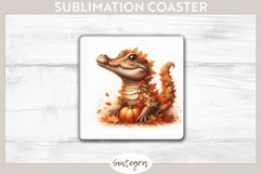 Fall Crocodile Animal v5 Square Coaster Sublimation Product Image 1