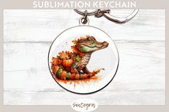 Fall Crocodile Animal v6 Round Keychain Sublimation Product Image 1