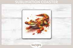 Fall Crocodile Animal v8 Square Coaster Sublimation Product Image 1