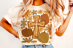 Fall Cross PNG, Pumpkin PNG, Autumn Png, Thanksgiving PNG Product Image 1