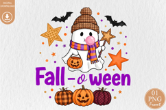 Fall Cute Ghost PNG, Spooky Season Sublimation Product Image 1
