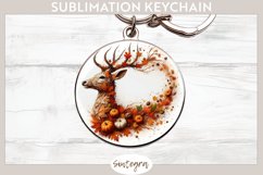 Fall Deer Animal v1 Round Keychain Sublimation Product Image 1