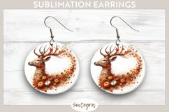 Fall Deer Animal v1 Round Earrings Sublimation Product Image 1