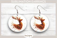 Fall Deer Animal v2 Round Earrings Sublimation Product Image 1