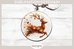 Fall Deer Animal v3 Round Keychain Sublimation Product Image 1