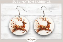 Fall Deer Animal v3 Round Earrings Sublimation Product Image 1