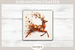 Fall Deer Animal v3 Square Coaster Sublimation Product Image 1