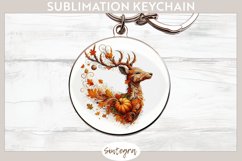 Fall Deer Animal v4 Round Keychain Sublimation Product Image 1