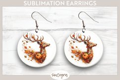 Fall Deer Animal v4 Round Earrings Sublimation Product Image 1