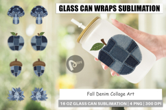 Fall Denim Collage Glass Can Product Image 1