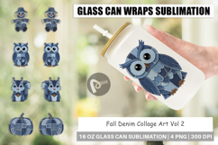Fall Denim Collage Glass Can Product Image 1