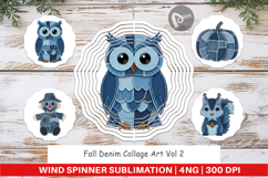 Fall Denim Collage Wind Spinner Product Image 1