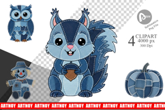 Fall Denim Collage Clipart Product Image 1