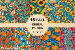 Fall Digital Paper Bundle | Autumn Patterns | Harvest JPG Product Image 1