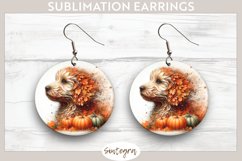 Fall Dog Animal v1 Round Earrings Sublimation Product Image 1