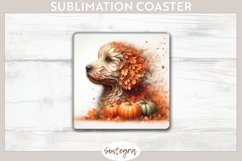 Fall Dog Animal v1 Square Coaster Sublimation Product Image 1
