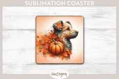 Fall Dog Animal v2 Square Coaster Sublimation Product Image 1