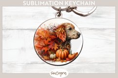 Fall Dog Animal v3 Round Keychain Sublimation Product Image 1