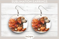 Fall Dog Animal v3 Round Earrings Sublimation Product Image 1