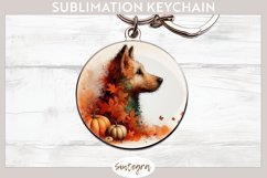 Fall Dog Animal v4 Round Keychain Sublimation Product Image 1
