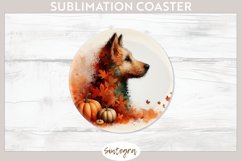 Fall Dog Animal v4 Round Coaster Sublimation Product Image 1