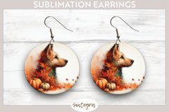 Fall Dog Animal v4 Round Earrings Sublimation Product Image 1