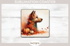 Fall Dog Animal v4 Square Coaster Sublimation Product Image 1