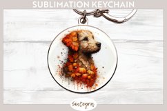 Fall Dog Animal v5 Round Keychain Sublimation Product Image 1