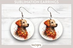 Fall Dog Animal v5 Round Earrings Sublimation Product Image 1
