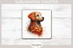 Fall Dog Animal v5 Square Coaster Sublimation Product Image 1
