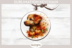 Fall Dog Animal v6 Round Keychain Sublimation Product Image 1