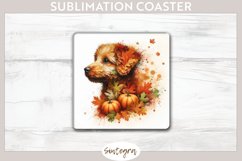 Fall Dog Animal v6 Square Coaster Sublimation Product Image 1