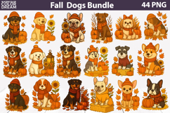 Fall Dogs Clipart | Autumn Puppy Sublimation Bundle Product Image 2