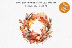 Fall Dried Flowers Wreath Clipart Thanksgiving Autumn PNG Scrapbooking october september halloween cute decor autumn cottage core graphics digital orange watercolor Fall Dried Flowers Wreath clipart, autumn png, house decor, cottage core, junk journaling
