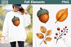 Fall Acorn Elements PNG | Autumn Botanical Art Product Image 1