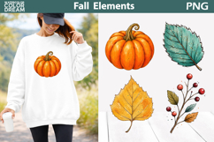 Fall Pumpkin Elements PNG | Autumn Botanical Clipart Product Image 1