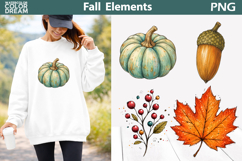 Fall Pumpkin Elements PNG | Autumn Botanical Art Product Image 1