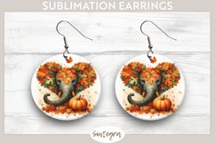 Fall Elephant Animal v1 Round Earrings Sublimation Product Image 1