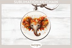 Fall Elephant Animal v2 Round Keychain Sublimation Product Image 1