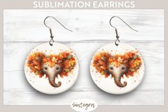 Fall Elephant Animal v2 Round Earrings Sublimation Product Image 1