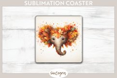 Fall Elephant Animal v2 Square Coaster Sublimation Product Image 1